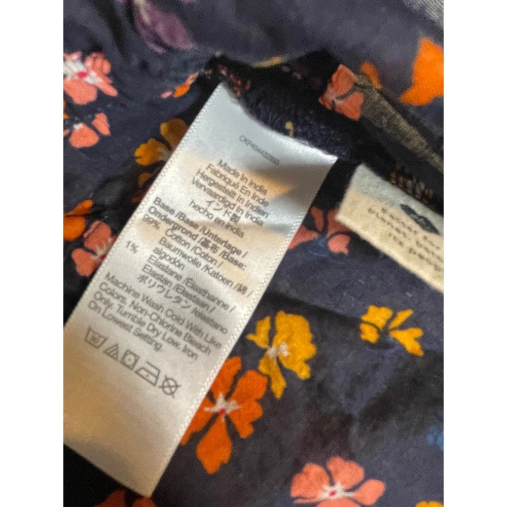 Madewell Peplum Top Women's Small Floral Puff Sleeve Smocked Square Neck S